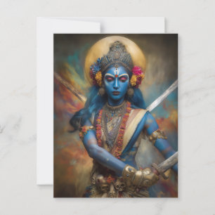 Kali's Warrior Meditation: Goddess Shakti Painting Postcard