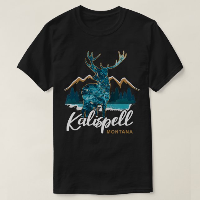 Kalispell Montana USA Flathead Lake Elk Vacation S T-Shirt (Design Front)
