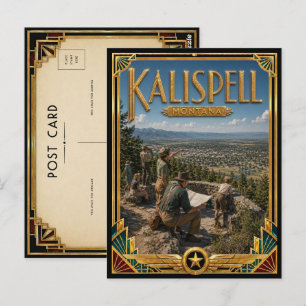 Kalispell Montana Vintage Art Deco Golden Age Postcard