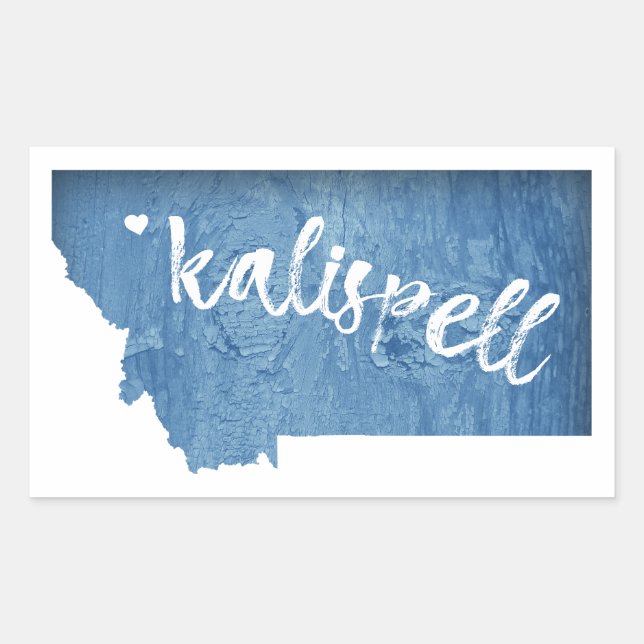 Kalispell Montana Wood Grain Rectangular Sticker (Front)