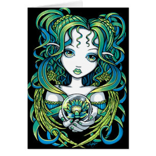 "Kallan" Green Lotus Water Angel Card