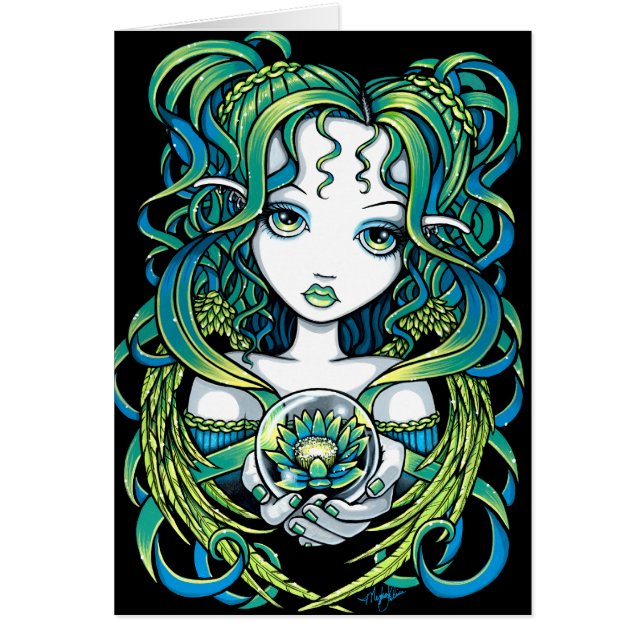 "Kallan" Green Lotus Water Angel Card (Front)