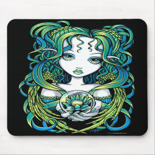"Kallan" Green Lotus Water Angel Mousepad