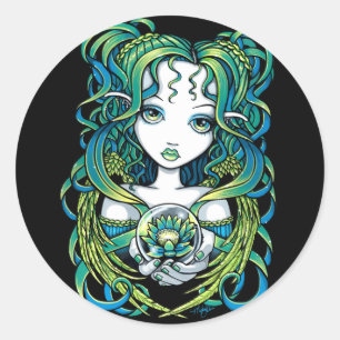 "Kallan" Green Lotus Water Angel Sticker