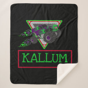 KALLUM MONSTER TRUCK DESIGN SHERPA BLANKET