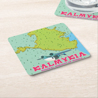 Kalmykia Russia map Square Paper Coaster