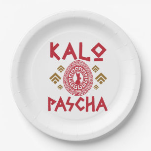 Kalo Pascha Greek Easter Paper Plate