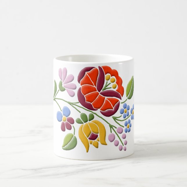 Kalocsa Embroidery - Hungarian Folk Art Coffee Mug (Center)