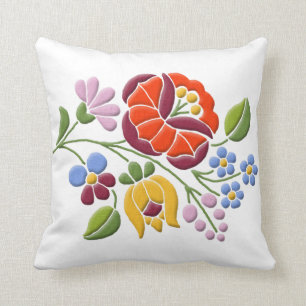 Kalocsa Embroidery - Hungarian Folk Art Cushion