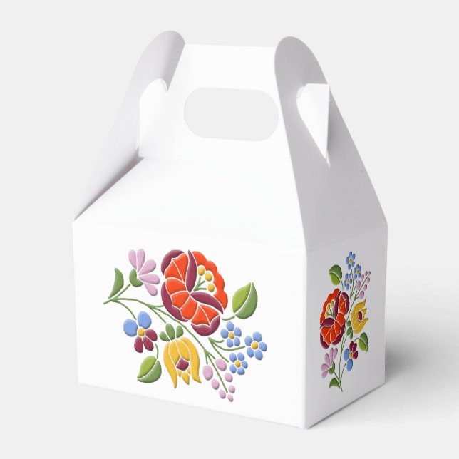 Kalocsa Embroidery - Hungarian Folk Art motif Favour Box (Front Side)