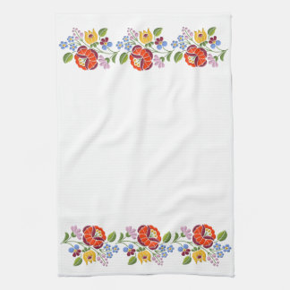 Kalocsa Embroidery Hungarian Folk Art pattern Tea Towel