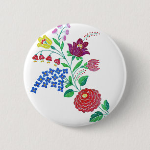 Kalocsai Flower Stem 6 Cm Round Badge