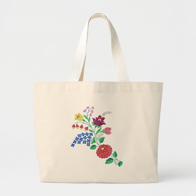 Kalocsai Flower Stem Large Tote Bag (Front)