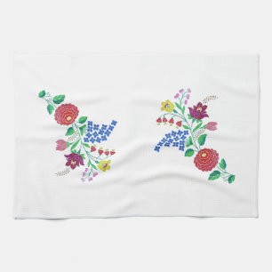 Kalocsai Flower Stem Tea Towel