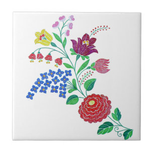 Kalocsai Flower Stem Tile