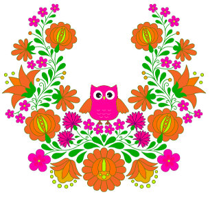 Kalocsai Flowers and Owl T-Shirt