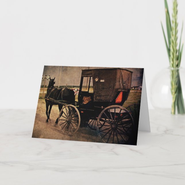 Kalona, Iowa Amish Buggy, Birthday Card (Front)