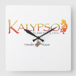 Kalypso Colourful Logo With Rainbow Sea Turtle Square Wall Clock