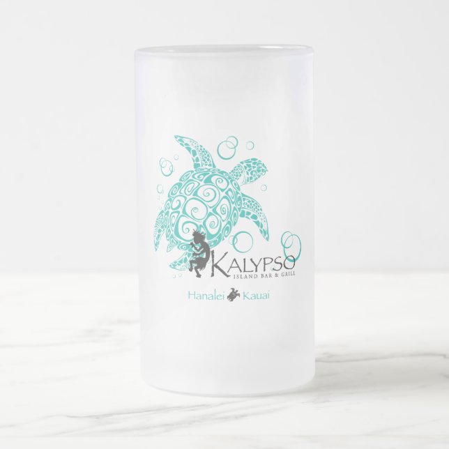 Kalypso Sea Turtle Frosted Glass Beer Mug (Center)