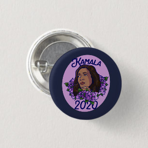 Kamala 2020 Floral Purple Violet Art 3 Cm Round Badge