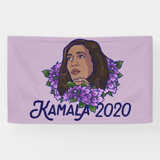 Kamala 2020 Floral Purple Violet Art Banner (Horizontal)