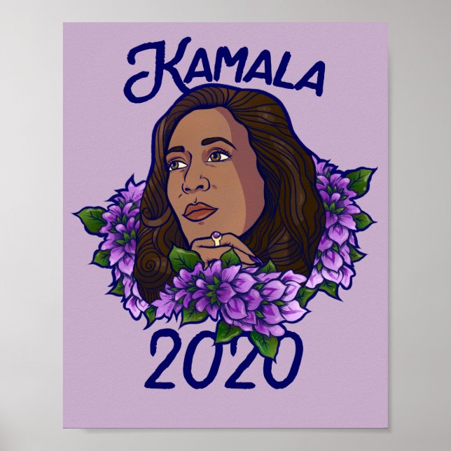 Kamala 2020 Floral Purple Violet Art Poster (Front)