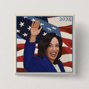Kamala 2024 15 cm square badge