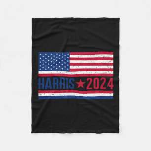 Kamala 2024 American Flag Fleece Blanket