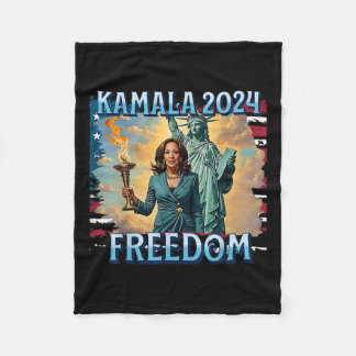 Kamala 2024 For President Campaign Lady Liberty To Fleece Blanket