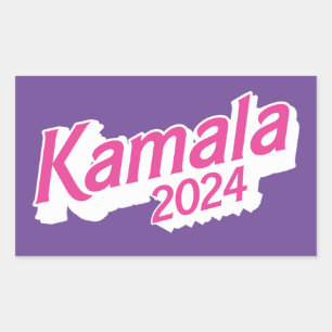 Kamala 2024 Pink and Purple Colourful Rectangular Sticker