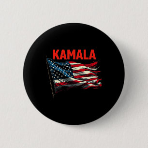 Kamala American Flag  6 Cm Round Badge