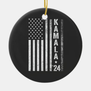 Kamala American Flag President Election USA Ceramic Tree Decoration