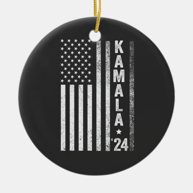Kamala American Flag President Election USA Ceramic Tree Decoration (Front)