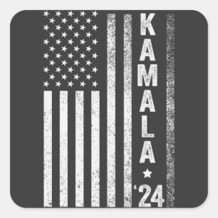 Kamala American Flag President Election USA Square Sticker