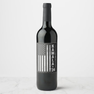 Kamala American Flag President Election USA Wine Label