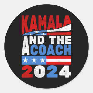 Kamala And The Coach Cat Lady Election 2024 Classic Round Sticker
