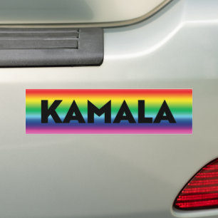 Kamala black typography rainbow gradient pride bumper sticker