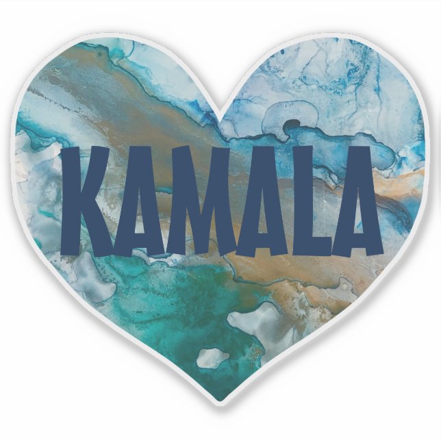 Kamala Blue Alcohol Ink Heart (Front)
