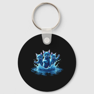 Kamala Blue Cats Wave - Cute For Cat Owners Key Ring