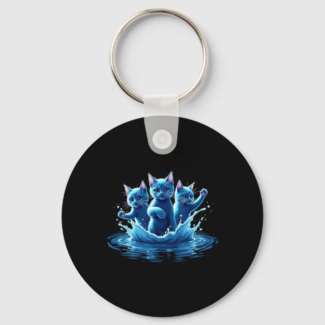 Kamala Blue Cats Wave - Cute For Cat Owners  Key Ring (Front)