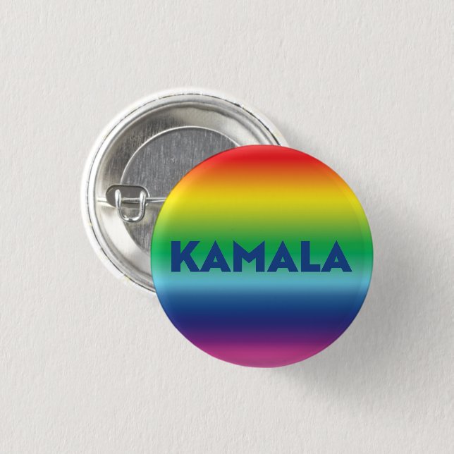 Kamala blue modern rainbow gradient lgbt gay pride 3 cm round badge (Front & Back)