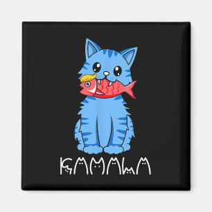 Kamala Cat Eat Fish Funny Harris Trump 2024 For Me Magnet