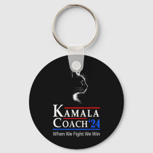 Kamala Coach 2024 When We Fight We Win Cat Ladies Key Ring