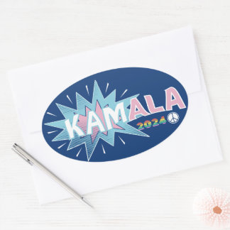 KAMALA COMIC MADAM PRESIDENT KAMALA HARRIS 2024 OVAL STICKER