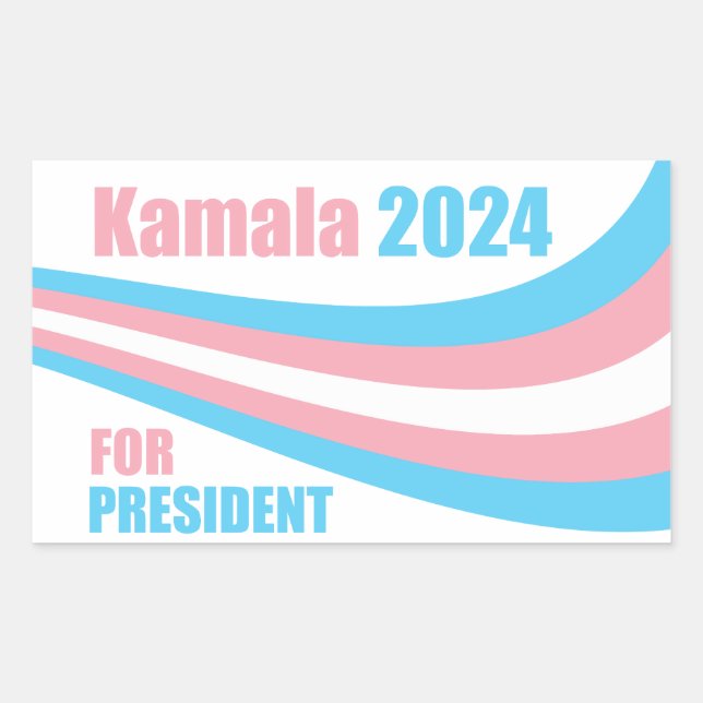 Kamala for President 2024 Transgender Flag Rectangular Sticker (Front)