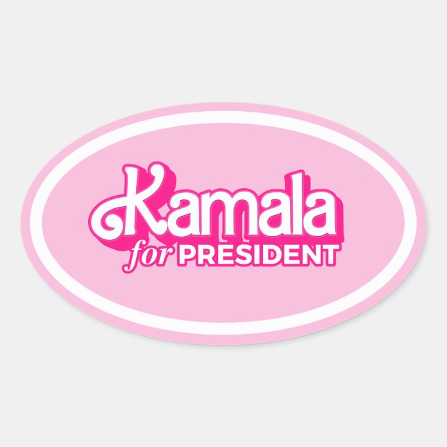 Kamala for President Pink Style Oval Sticker (Front)