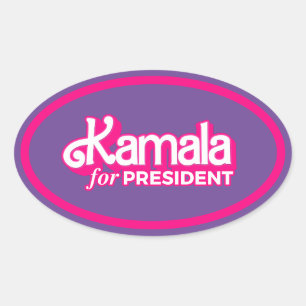 Kamala for President Pink Style Oval Sticker