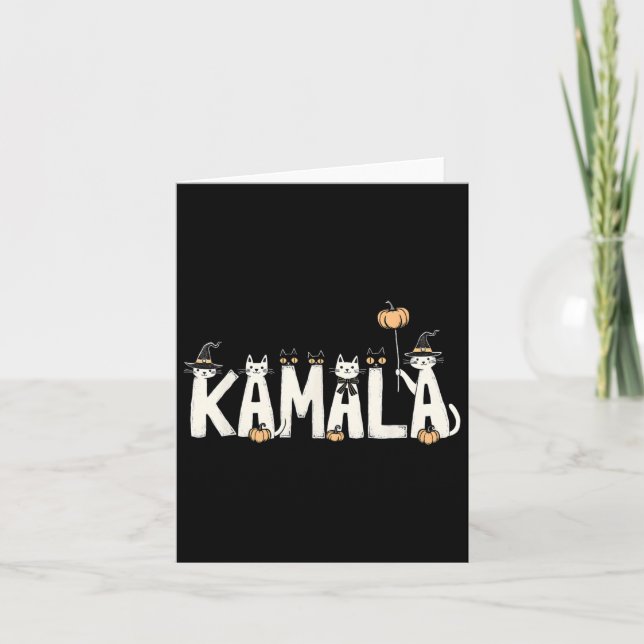 Kamala Halloween Cat Lover Witch Name Design  Card (Front)