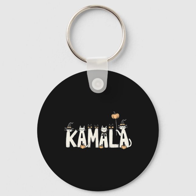Kamala Halloween Cat Lover Witch Name Design  Key Ring (Front)