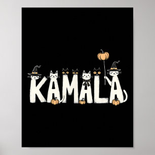 Kamala Halloween Cat Lover Witch Name Design Poster